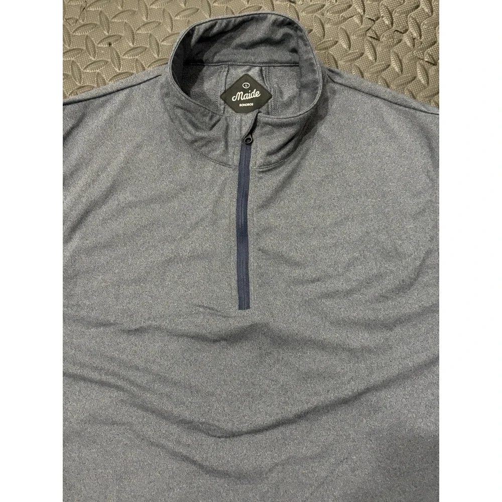 Maide by Bonobos Quarter 1/4 Zip Golf Vest Large Gray Pull Over Outdoor Soft EUC